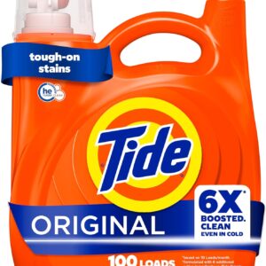 Tide Liquid Laundry Detergent, Original Scent, 125 fl oz, 100 Loads, Boosted Clean Even in Cold Water with Concentrated Washing Soap