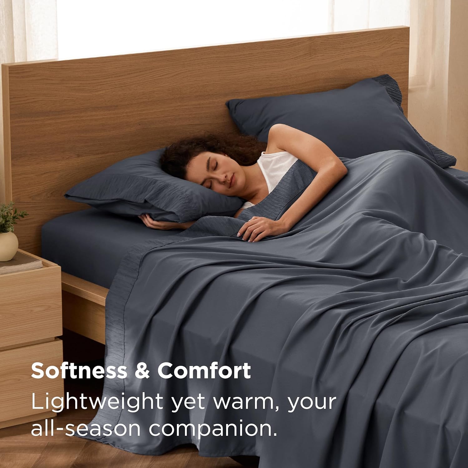 Bedsure California King Sheet Sets - 4 Pieces Soft Cal King Sheets - Breathable & Cooling - Hotel Luxury - Easy Care Polyester Microfiber Bedding for Kids, Women, Men, Dark Grey - Image 2