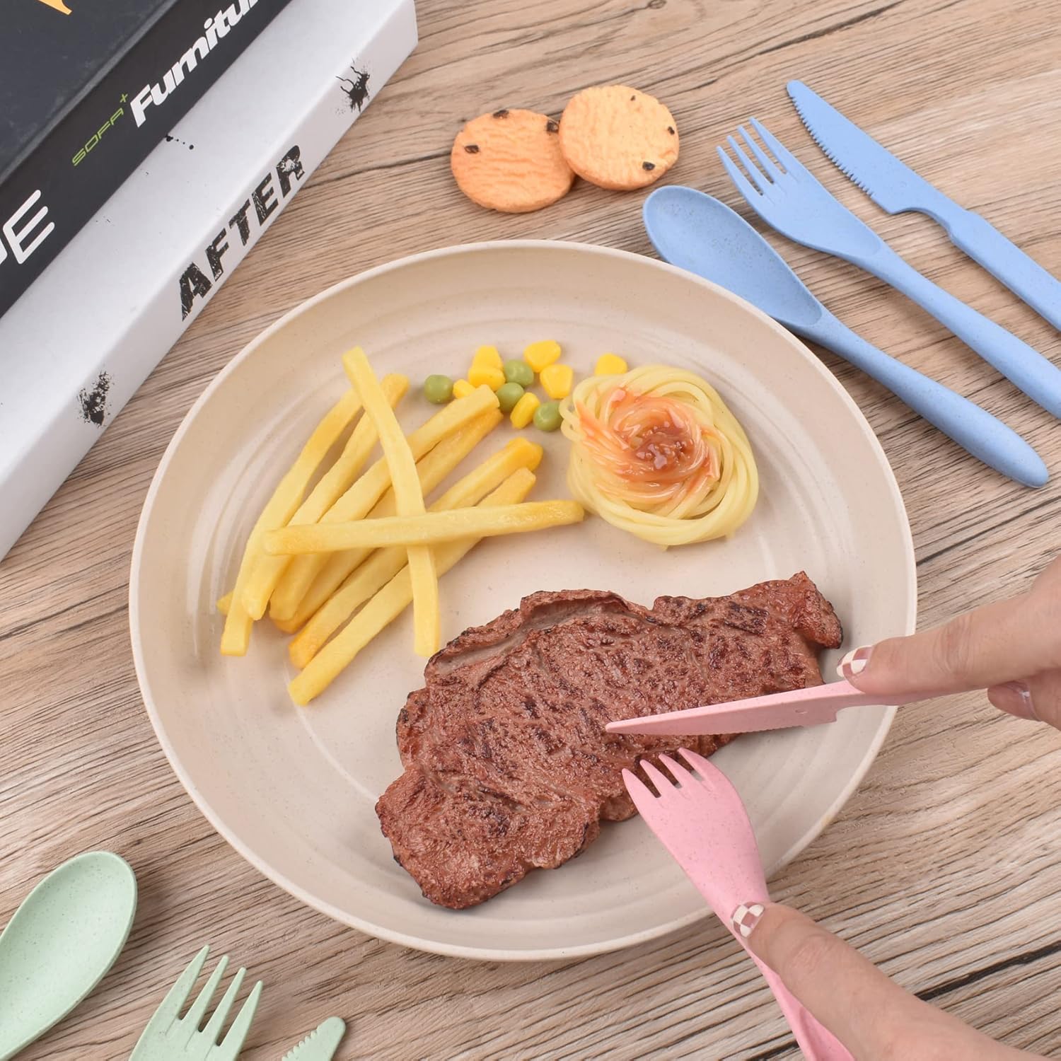 Knives Spoons and Forks Set, Wheat Straw Cutlery Set, Reusable Flatware Set for 8, Utensils for Party, Travel, Work, Picnic, Camping or Daily Use - Image 5