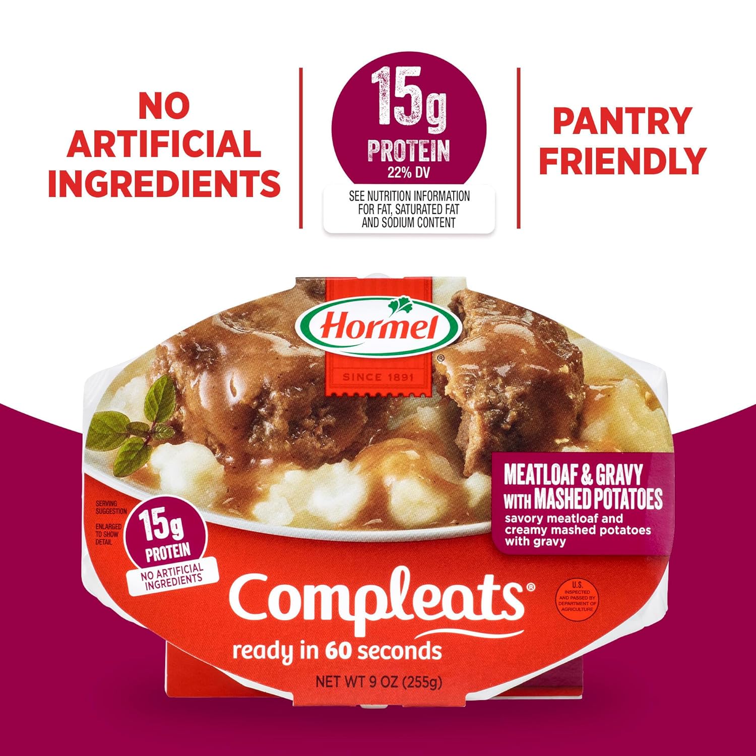 HORMEL COMPLEATS Meatloaf & Gravy With Mashed Potatoes Microwave Tray, 9 oz. (6 Pack) - Image 8
