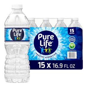 Pure Life Purified Water Bottles, 15 Pack – Still Bottled Water Enhanced with Minerals for a Crisp Taste, Plastic Bottles – 16.9 Fl oz