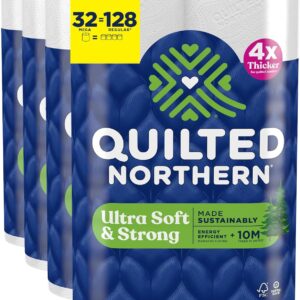 Quilted Northern Ultra Soft & Strong Toilet Paper, 32 Mega Rolls = 128 Regular Rolls, 5X Stronger*, Premium Soft Toilet Tissue