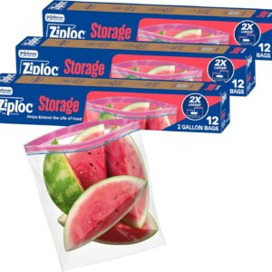 Ziploc 2 Gallon Food Storage Bags, Grip ‘n Seal Technology for Easier Grip, Open, and Close, 36 Bags Total