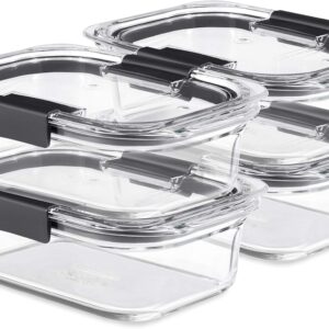 Rubbermaid Brilliance Glass Food Storage Containers, 3.2 Cup, Set of 4, BPA-Free, Leak-Proof, Clear