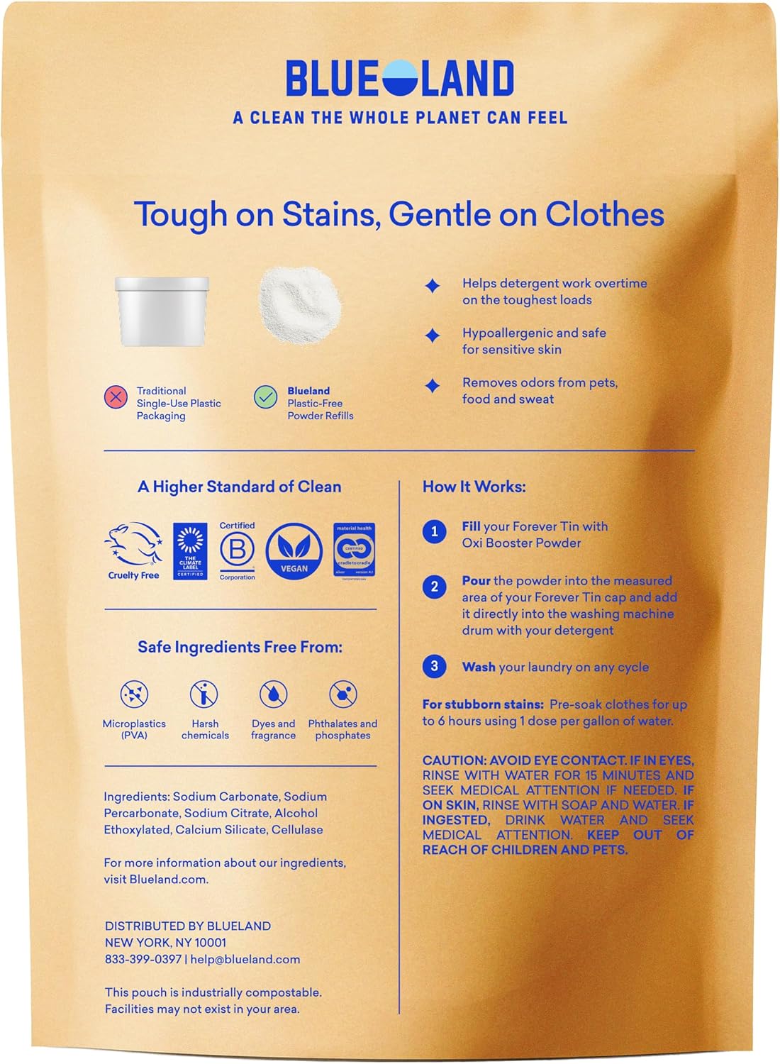 BLUELAND Oxi Laundry Booster Powder Refill 2-Pack, Clear Skies Scent, 50 Loads, 35.2 oz, Plastic-Free, Eco Friendly, Oxy Cleaner, Stain Remover - Image 3