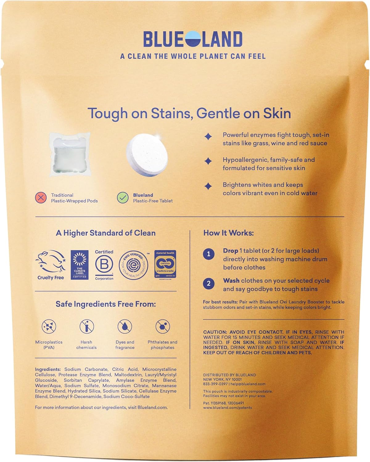 BLUELAND Laundry Detergent Tablets, Starter Set, 60 Count with Tin, Plastic-Free Eco-Friendly Pods, Sheets, Liquid Alternative - Fragrance Free and Clear, Natural, Gentle - Image 2