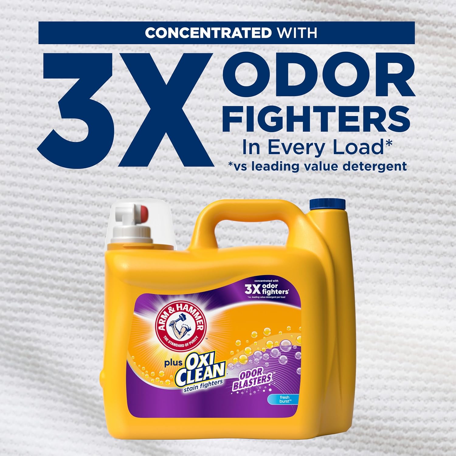 ARM & HAMMER Plus OxiClean with Odor Blasters Liquid Laundry Detergent, Laundry Odor Remover, Attacks Stains, Fresh Burst Scent, 154 Loads, 200.2 Fl Oz - Image 4