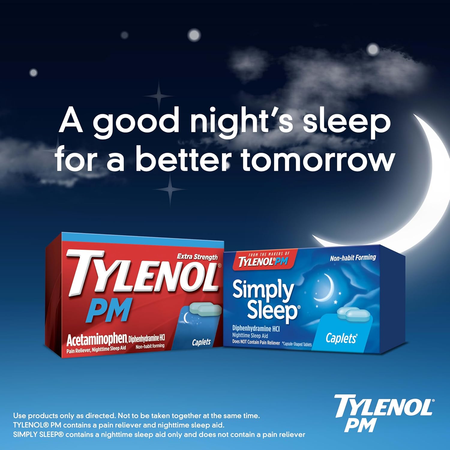 Tylenol PM Extra Strength Nighttime Pain Reliever & Sleep Aid Caplets, 500 mg Acetaminophen & 25 mg Diphenhydramine HCl, Relief for Nighttime Aches & Pains, Non-Habit Forming, 150 ct - Image 6