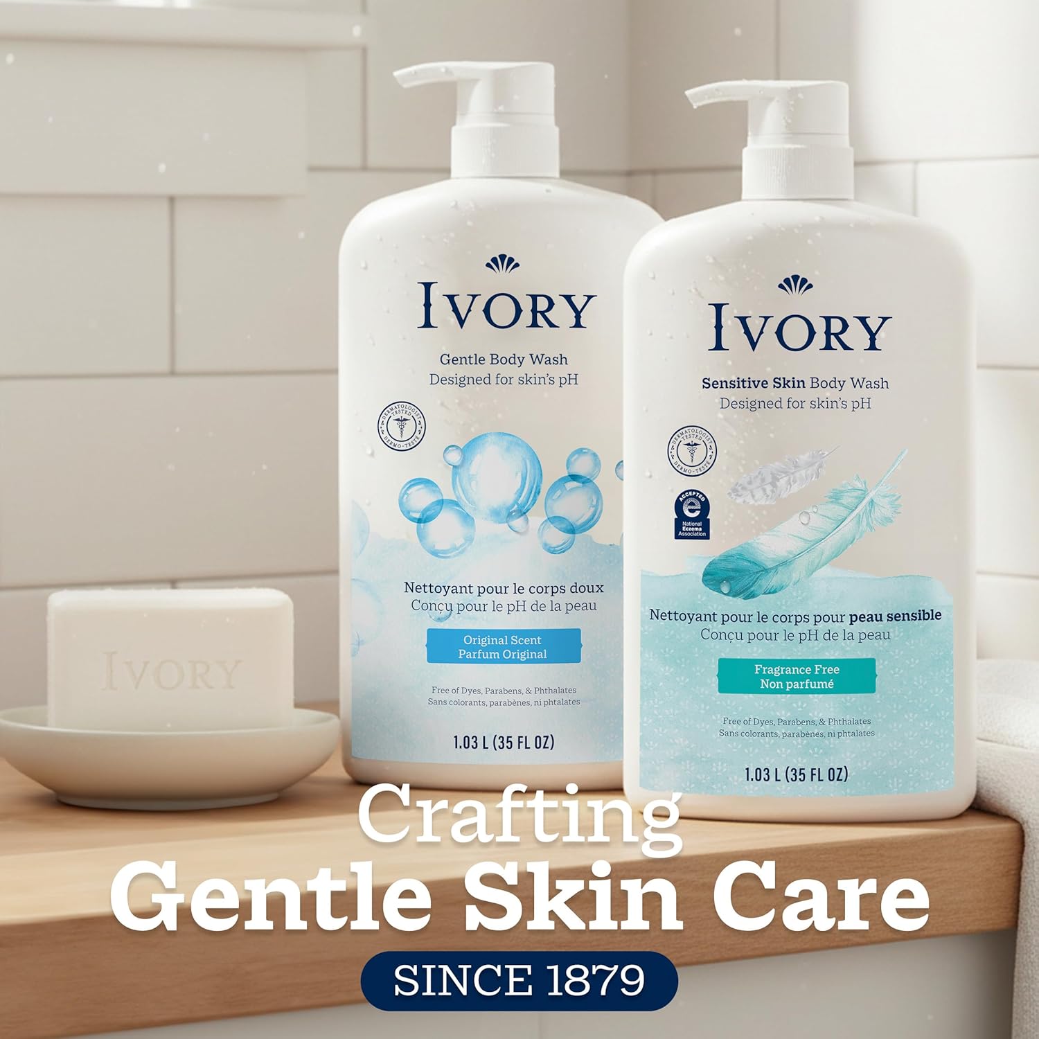 Ivory Body Wash, Designed for the Whole Family, Gentle Formula, Free of Dyes Heavy Perfumes Parabens Phthalates & Silicones, for Sensitive Skin, Designed for Skin's pH, Original Scent, 35 oz - Image 10
