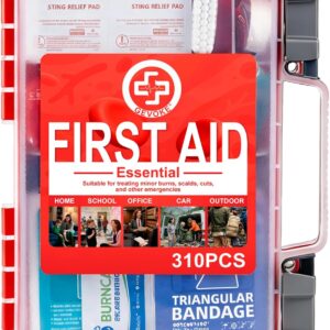 Gevoke Professional First Aid Kit – 310 Piece HardCase Medical Kit for Home, Car, Camping, Travel, Hiking, Truck, Office, Sports, Vehicle & Outdoor Emergencies