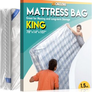 Plastic Mattress Bag for Moving Storage, Waterproof Mattress Cover, Mattress Protector for Moving Supplies – King Size (1.5MIL)