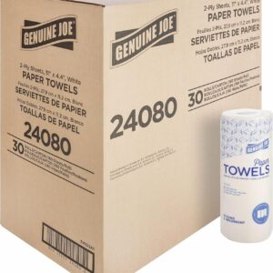 Genuine Joe-GJO24080 2-Ply Household Roll Paper Towels (Pack of 30) – WHITE