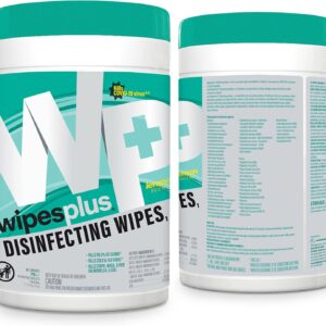 WIPESPLUS Disinfecting Surface Wipes Canister Bleach Free with Lemon Scent for Home and Business, 450 Count, (6 Packs of 75)