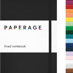 PAPERAGE Lined Journal Notebook, Hardcover Journal for Women & Men, 160 Pages, (5.6 in x 8 in), College Ruled Journaling Notebook for Work, School Supplies & Note Taking, (Black)