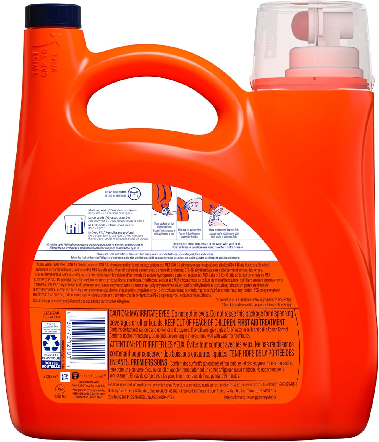 Tide Liquid Laundry Detergent, Original Scent, 125 fl oz, 100 Loads, Boosted Clean Even in Cold Water with Concentrated Washing Soap - Image 15