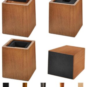 Bed Risers Heavy Duty, 5″H(Inner 4″ H), 1″ Raised Edge, Loading 2500 lbs, for King Queen Twin Full Bed Frame, 4 Pack Wooden Furniture Legs Risers for Couch Desk Table TV Cabinet, Retro Brown
