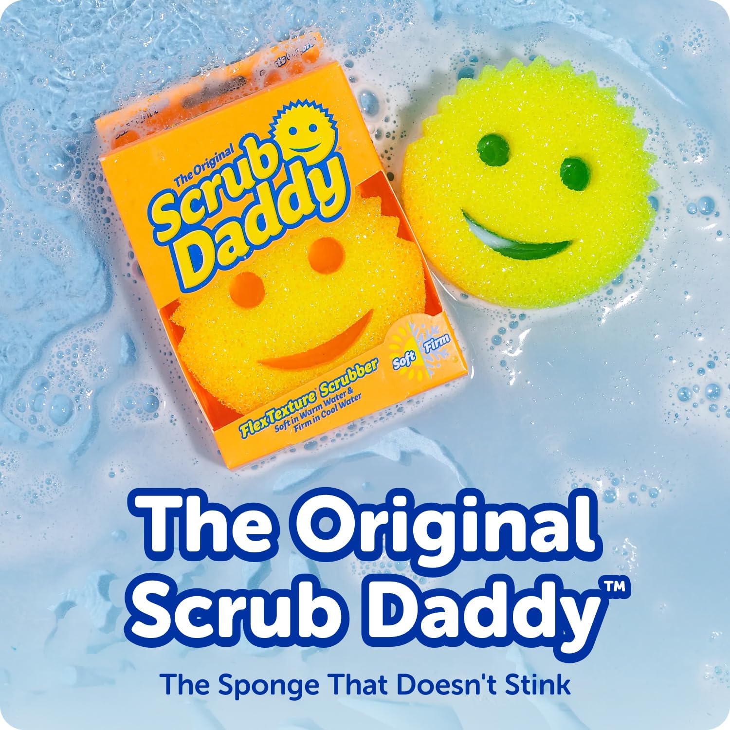 Scrub Daddy Colors Kitchen Sponges - Scratch-Free Dishwashing Sponges & Sponge for Kitchen Sink, Bathroom & Household Cleaning - BPA-Free Polymer Foam (3 Count) - Image 2