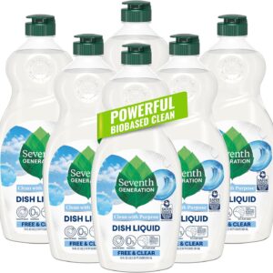 Seventh Generation Dish Liquid Soap Free & Clear liquid soap Pack of 6 Dishwashing Soap Dish Soap for sensitive skin 19 oz