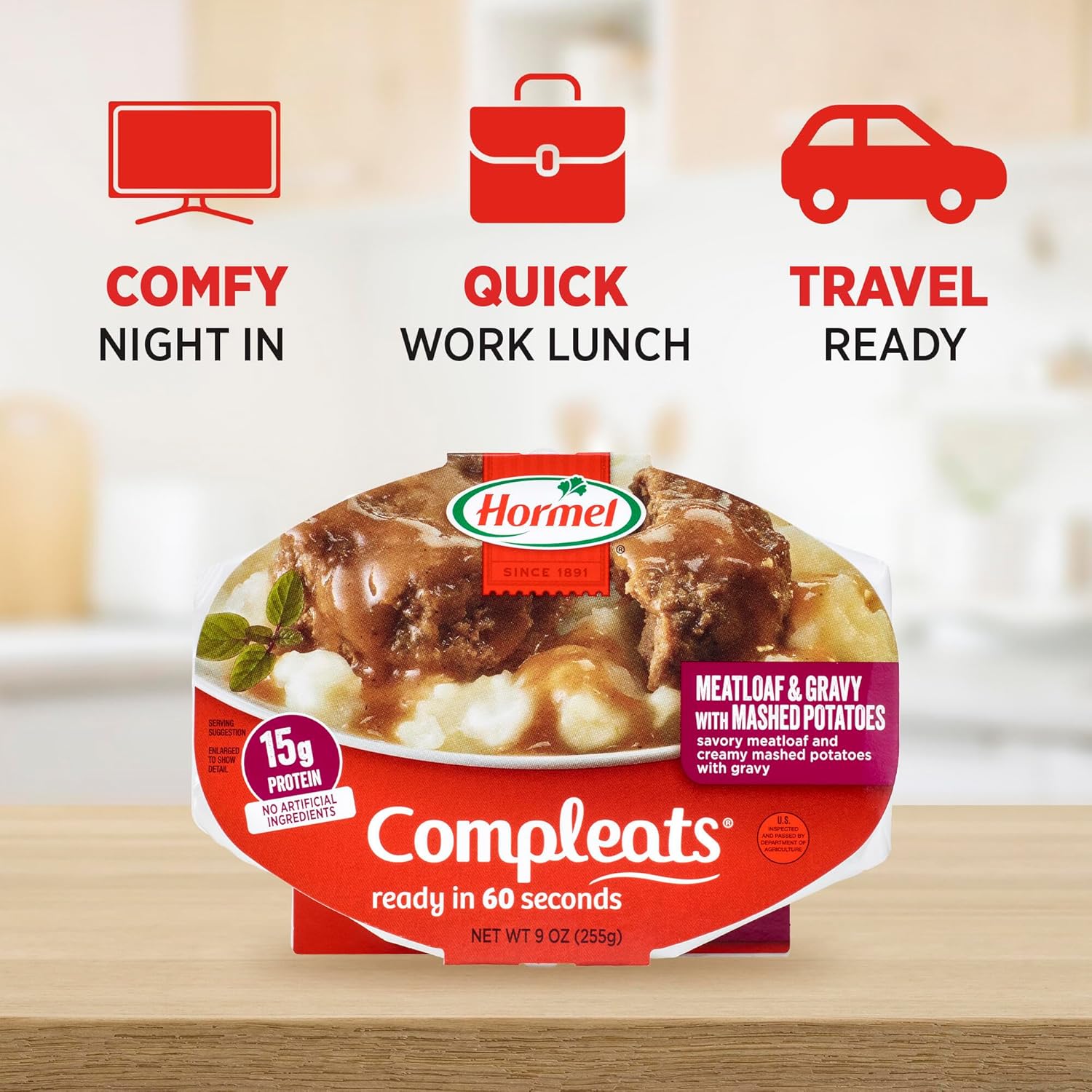 HORMEL COMPLEATS Meatloaf & Gravy With Mashed Potatoes Microwave Tray, 9 oz. (6 Pack) - Image 5