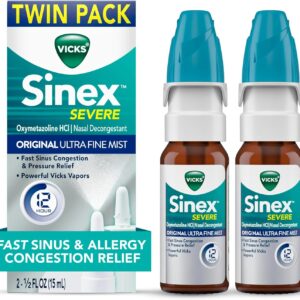Vicks Sinex Severe Allergy & Sinus Nasal Spray, Original Ultra Fine Mist, Decongestant Relief from Nasal Congestion, Sinus Pressure Relief, 265 Sprays (2 Count)
