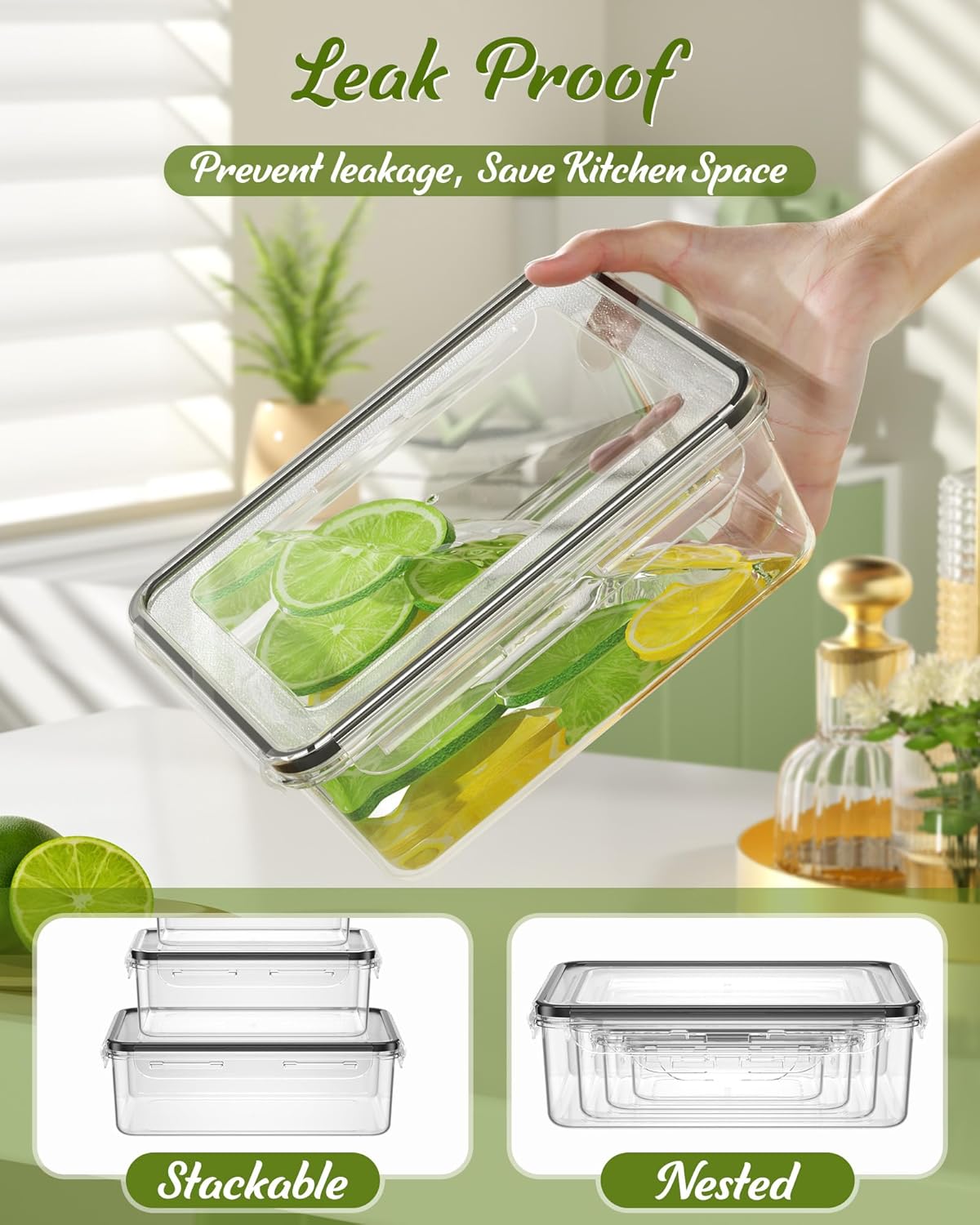 40 Piece Food Storage Containers with Lids(20 Containers & 20 Lids), BPA-Free Plastic Food Containers for Kitchen Storage and Organization, Leak Proof Meal Prep Container, Includes Labels & Pen - Image 6