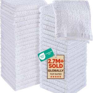 Utopia Towels 60 Pack Cotton Washcloths Set, 100% Ring Spun Cotton, Premium Flannel Face Cloths, Highly Absorbent and Soft Feel Fingertip Towels, White