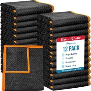 Simpli-Magic Heavy Duty Padded Moving Blankets 72″ x 40″ – 12 Pack – Packing Blankets, Furniture Covers for Moving