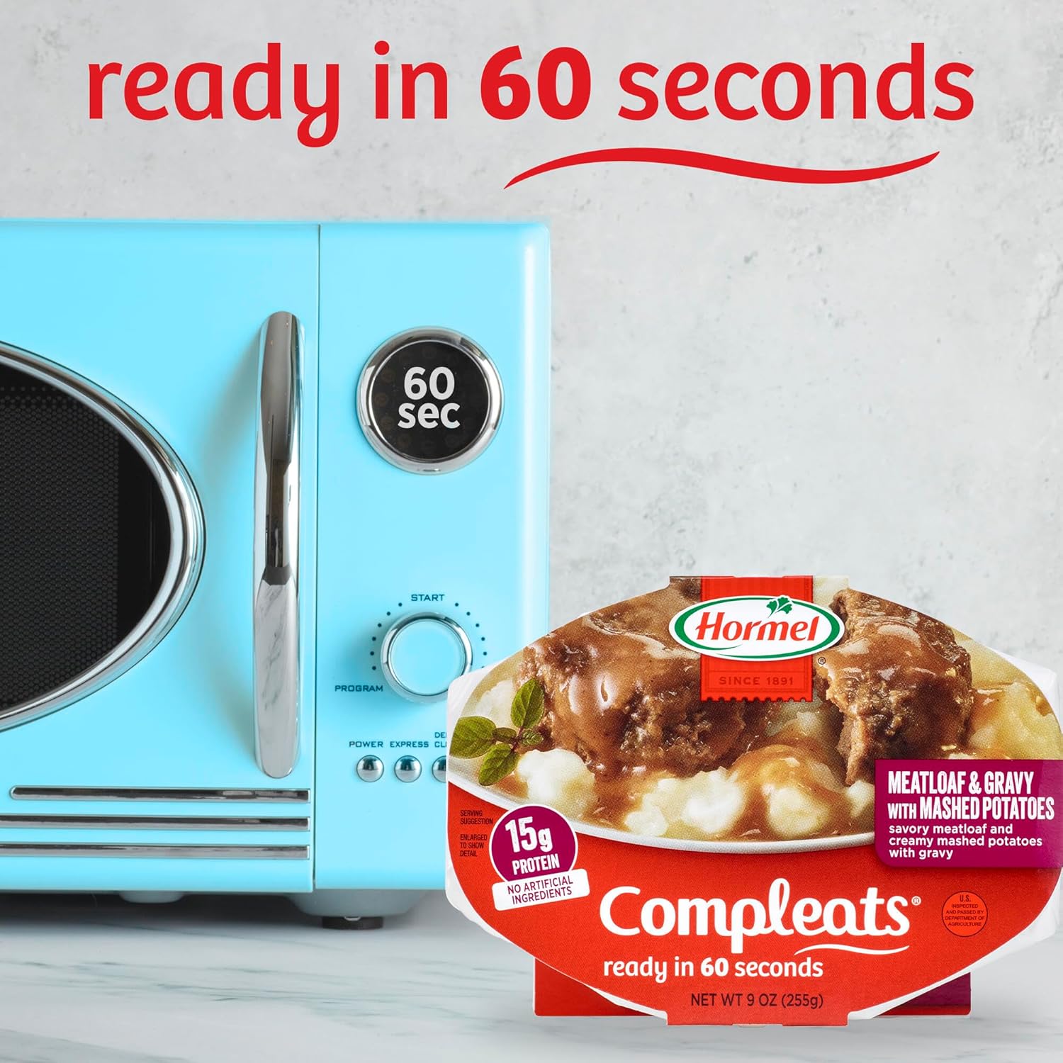 HORMEL COMPLEATS Meatloaf & Gravy With Mashed Potatoes Microwave Tray, 9 oz. (6 Pack) - Image 6