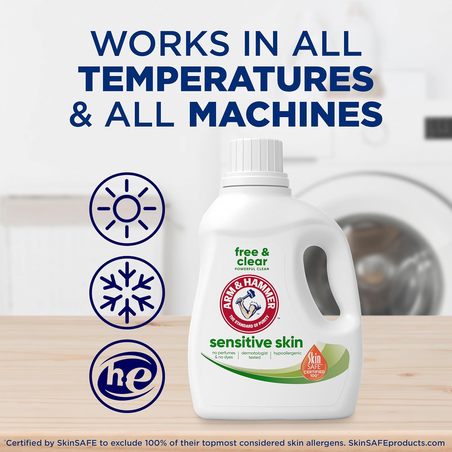 ARM & HAMMER Sensitive Skin Free & Clear Liquid Laundry Detergent, 105 fl oz, 105 Loads - Image 8