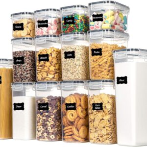 CHEFSTORY Airtight Food Storage Containers Set, 14 PCS Kitchen Storage Containers with Lids for Flour, Sugar and Cereal, Plastic Dry Food Canisters for Pantry Organization and Storage