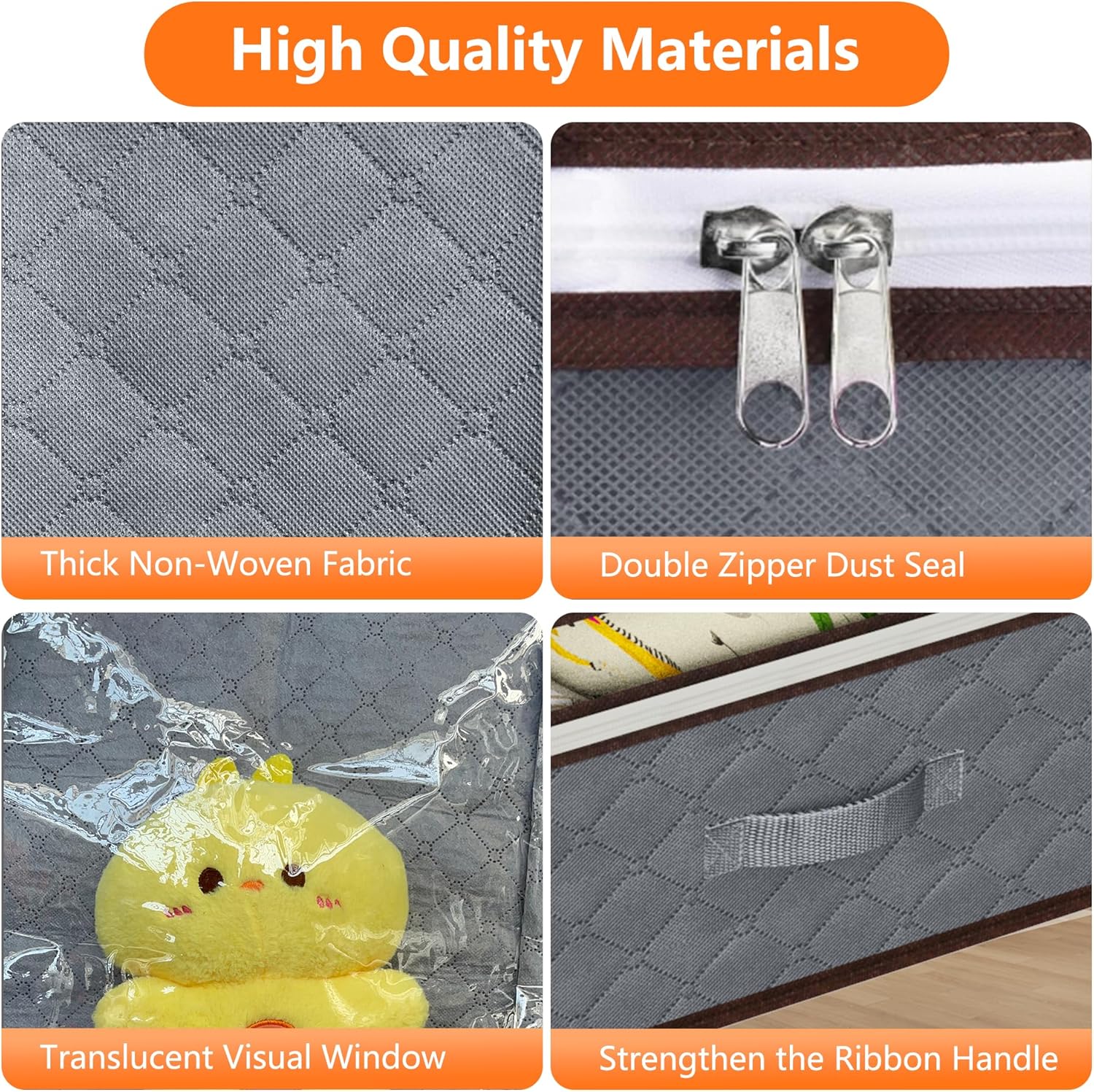 90L Under Bed Storage Containers,4-Pack Closet Organizers and Storage Bins,for Organization and Storage Clothes, Shoes, Blankets & Pillows,Visible Transparent Top Storage Bins with Lids, Grey - Image 3
