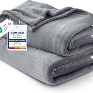 Bedsure GentleSoft Fleece Bed Blankets Queen Size Grey – Soft Warm Fathers Day Blanket for Dad Lightweight Cozy Anti-Static Microfiber, Room Home Decor Gifts for Husband and Men, 90×90 inches
