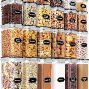 PRAKI Airtight Food Storage Containers Set with Lids – 24 PCS, BPA Free Kitchen and Pantry Organization, Plastic Leak-proof Canisters for Cereal Flour & Sugar – Labels & Marker