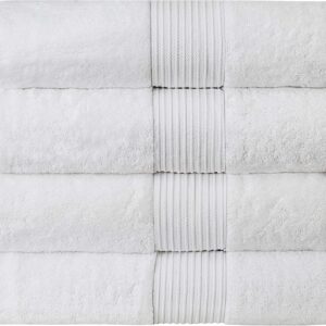 Luxury Oversized Bath Towels | 650 GSM, 34″ x 56″ | Hotel Quality, Soft & Highly Absorbent | Quick Dry, Thick, Combed Cotton Bathroom Towels | White – 4 Pack