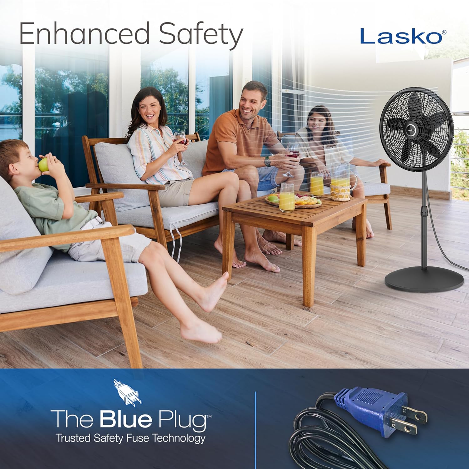 Lasko Pedestal Fan, Oscillating Fan for Bedroom with Adjustable Height and 3 Cooling Speeds, Portable, 18", Black, 1827 - Image 6