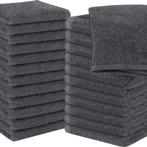 Utopia Towels 24 Pack Cotton Washcloths Set, 100% Ring Spun Cotton, Premium Quality Flannel Face Cloths, Highly Absorbent and Soft Feel Fingertip Towels, Grey