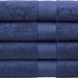 Luxury Oversized Bath Towels | 650 GSM, 34″ x 56″ | Hotel Quality, Soft & Highly Absorbent | Quick Dry, Thick, Combed Cotton Bathroom Towels | Denim – 4 Pack