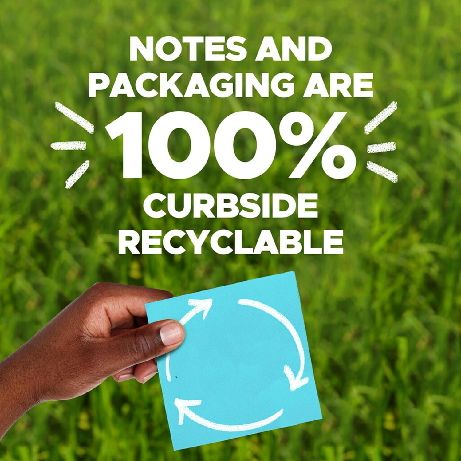 Post-it 100% Recycled Paper Super Sticky Notes, 3 in. x 3 in., 24 Pads, 70 Sheets per Pad, Oasis Collection, School Supplies and Office Products - Image 8