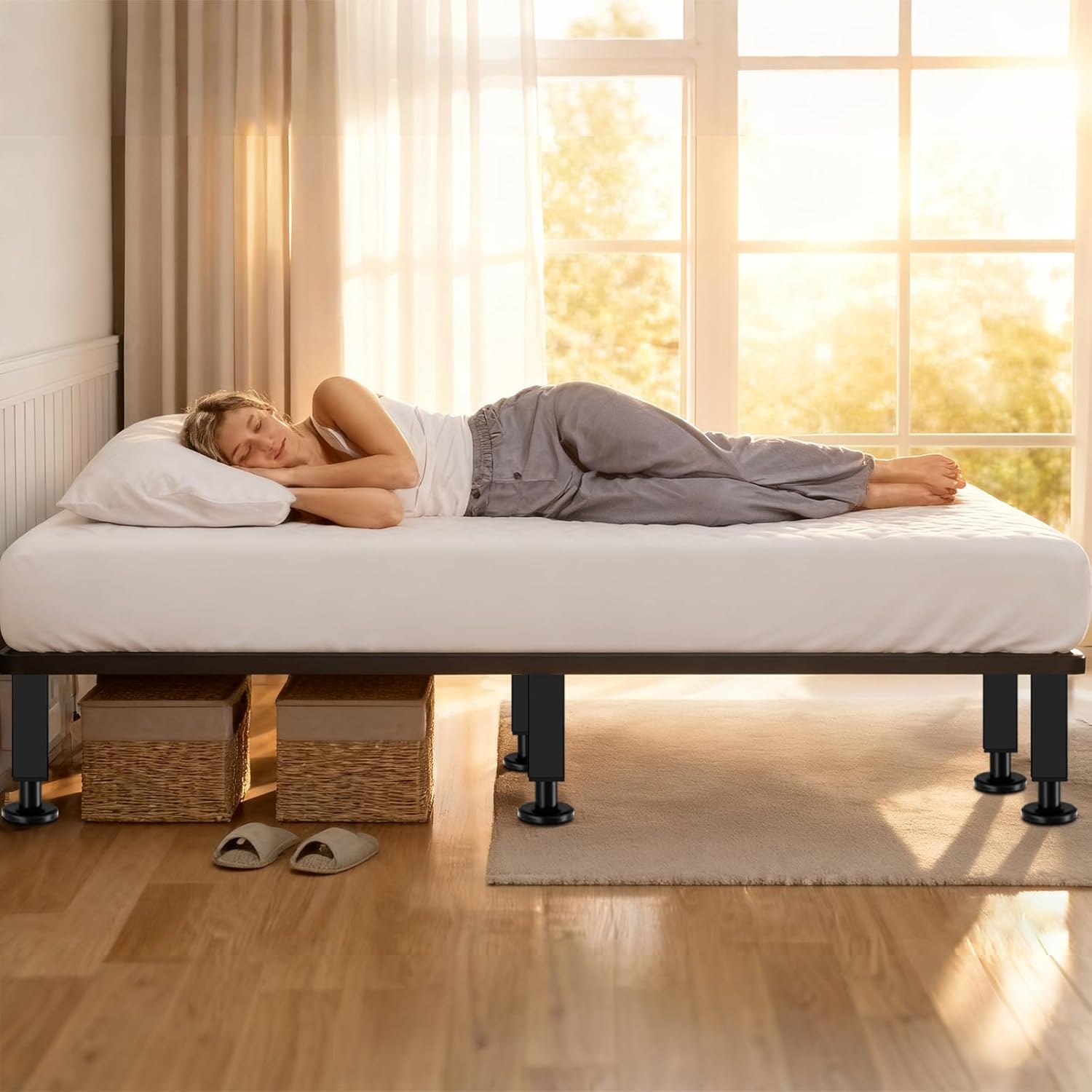 Bed Support Legs, 6PCS Replacement Adjustable Bed Risers, 10.2-16.5 in Heavy Duty Metal Furniture Feet with Non-Slip Rubber Base for King Queen Slats, Couch, Table, Sofa - Image 8