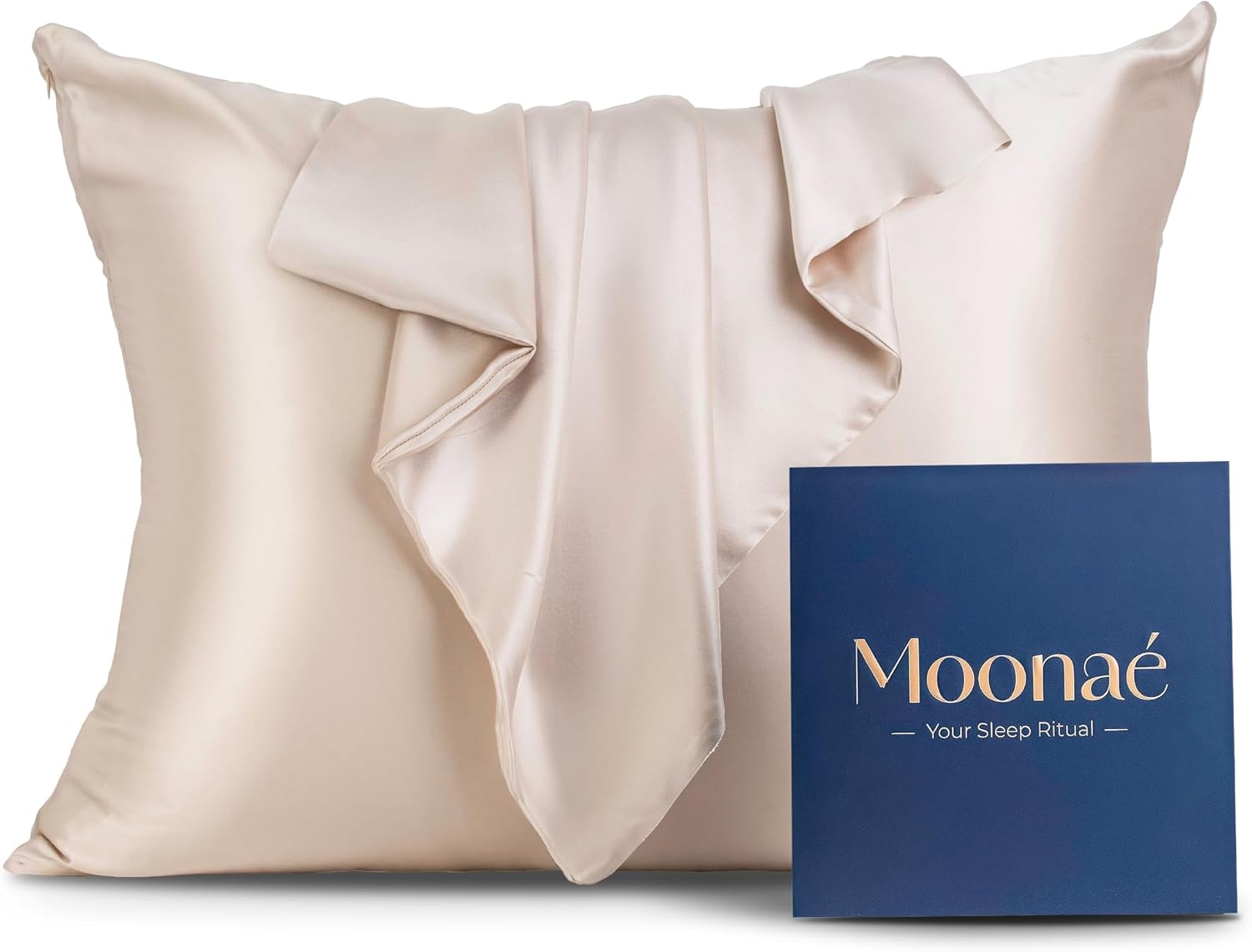 Mulberry Silk Pillowcase – Pure Silk Pillow Cover for Healthier Hair & Smoother Skin – Soft, Breathable and Temperature-Regulating, Luxurious Silk Case Colors Beige-S - Image 2