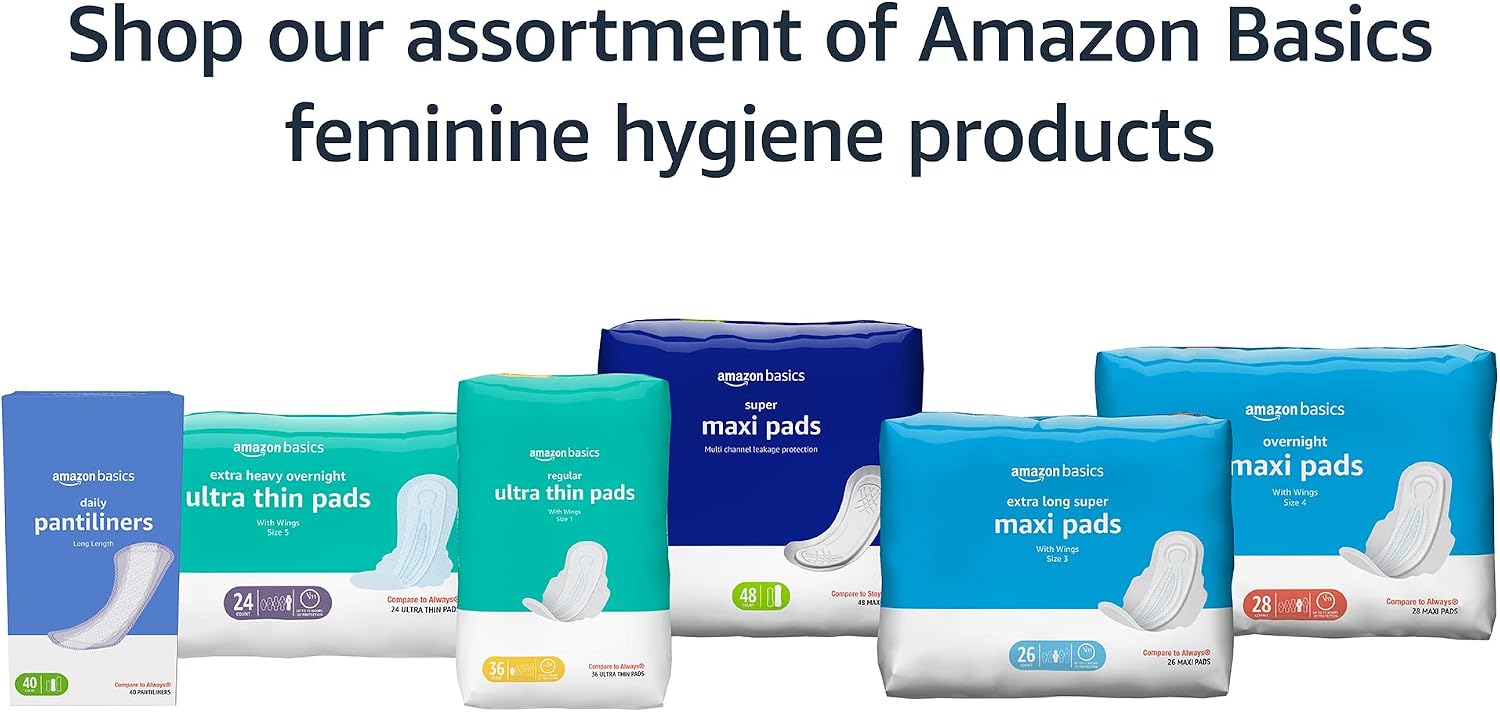Amazon Basics Maxi Pads for Periods- Thick, Super Absorbency, Unscented, 192 Count, (4 Packs of 48) - Image 9