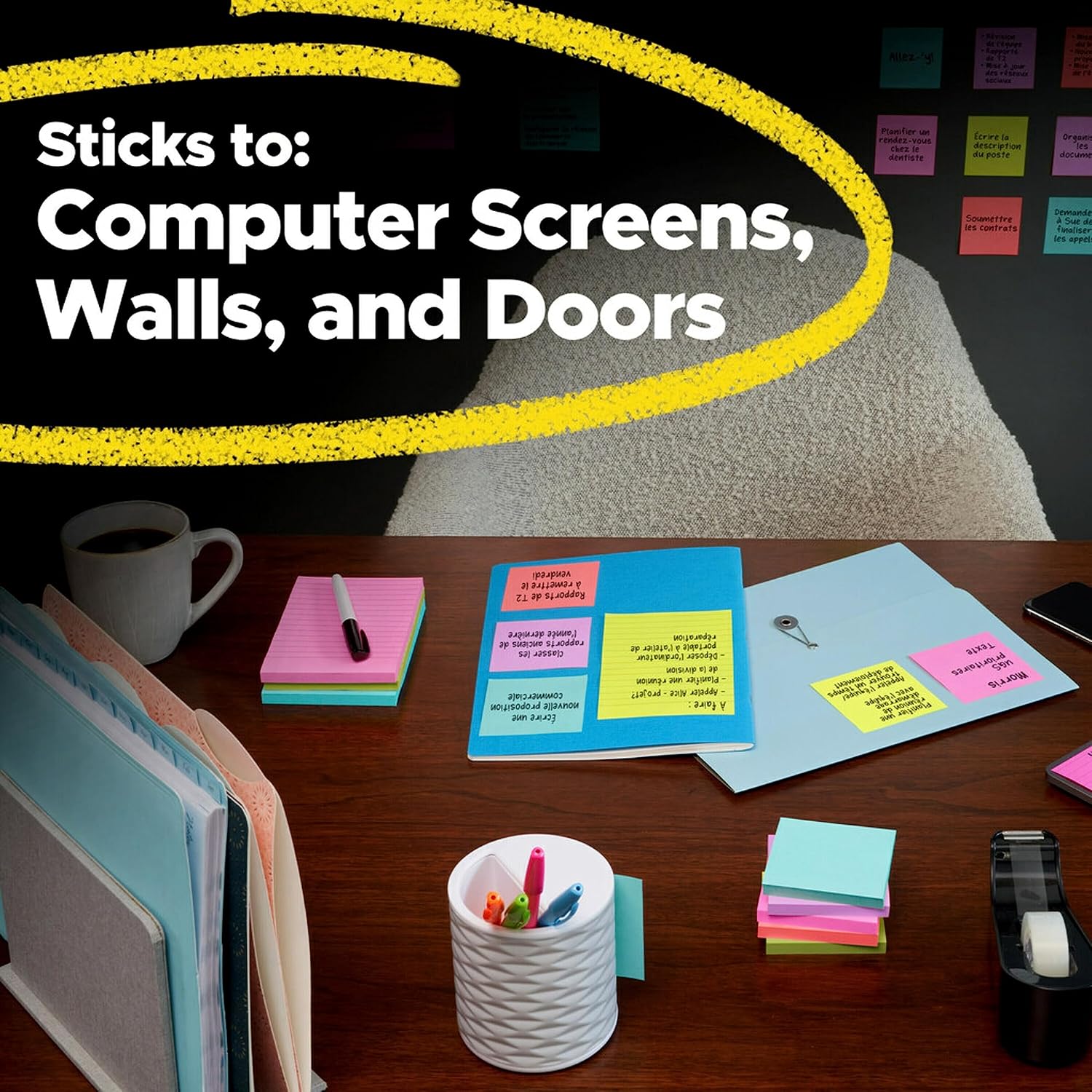 Post-it Super Sticky Lined Notes, 3 Sticky Note Pads, 4 x 6 in., School Supplies for Students, Ideal for Textbooks, Notebooks, Walls and Vertical Surfaces, Supernova Neons Collection - Image 6