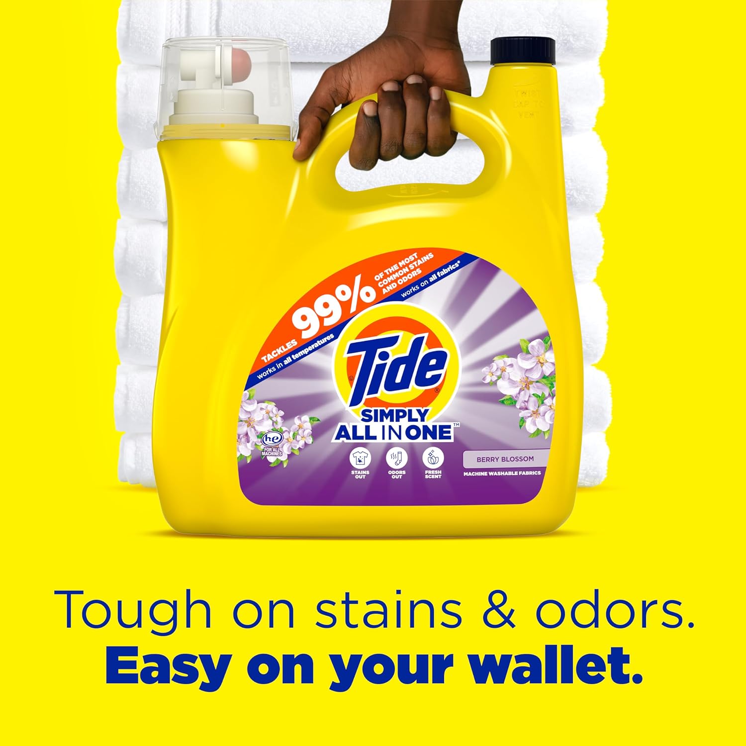Tide Simply All-In-One Liquid Laundry Detergent, Berry Blossom Scent, 89 Loads, 117 fl oz - Image 2