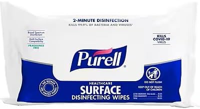 PURELL Healthcare Disinfecting Wipes, 72 Wipes/Pack, Surface Disinfection PURELL Healthcare Disinfecting Wipes, 72 Wipes/Pack, Surface Disinfection