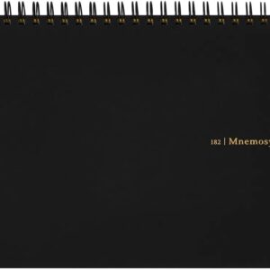 Maruman Mnemosyne Grid Notebook- Horizontal A5 Layout, 5.83″ x 8.27″, 70 Sheets / 140 Pages, 5mm Graph Paper Journal, Perforated Pages & Wire-Bound to Lay Flat, Black, Made in Japan
