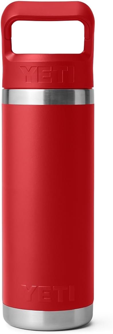 YETI Rambler 18 oz Bottle, Vacuum Insulated, Stainless Steel with Color Matching Straw Cap, Rescue Red - Image 8