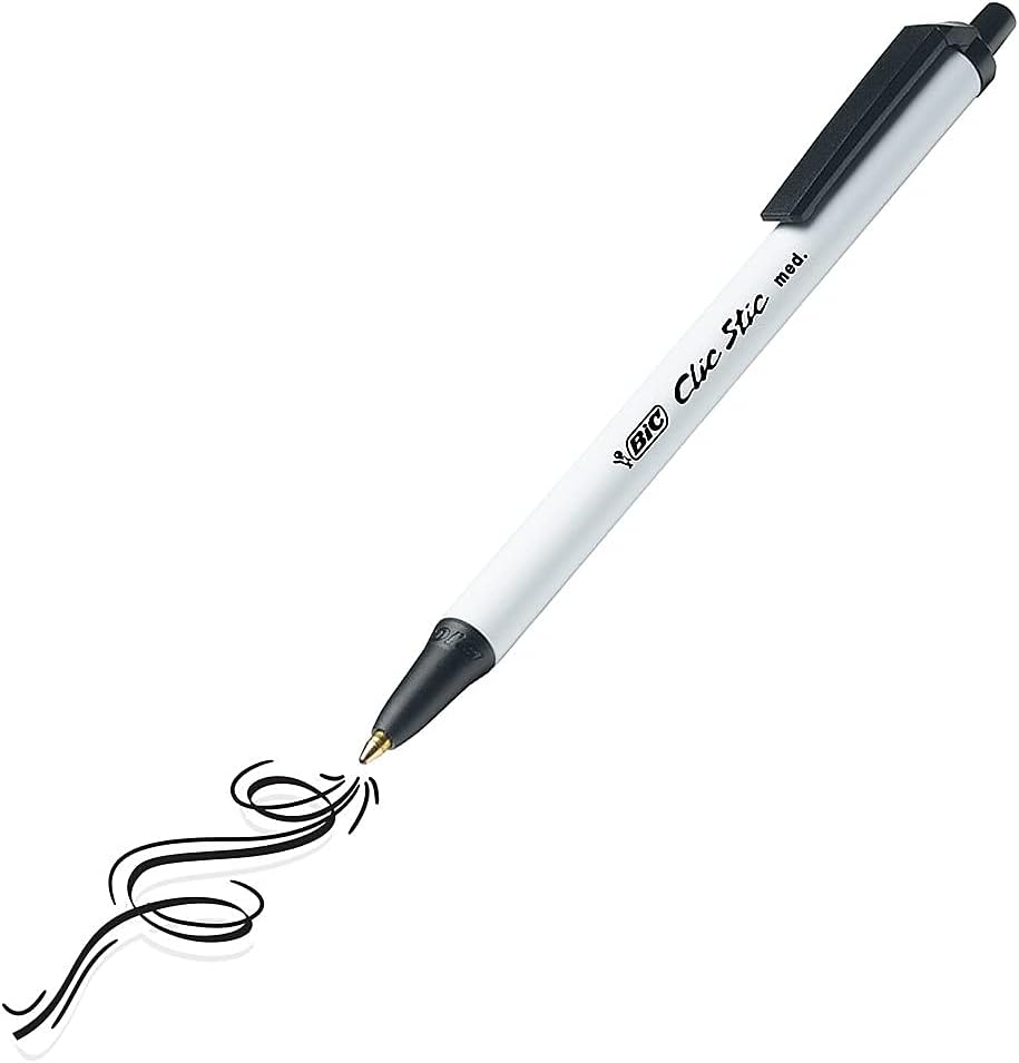 BIC Clic Stic Black Retractable Ballpoint Pens, Medium Point (1.0 mm), School Supplies for Students and Teachers, 24-Count Pack in Black - Image 6