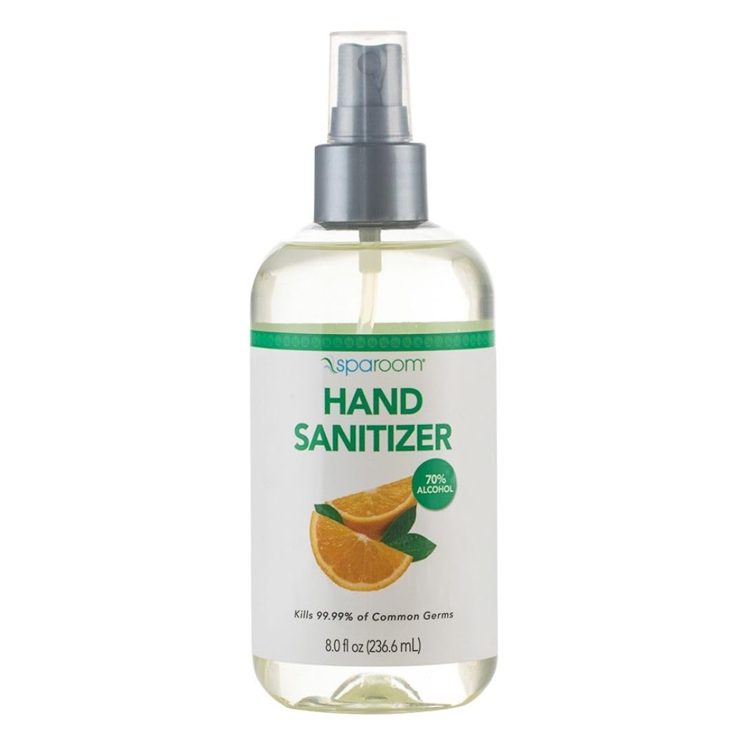 SpaRoom Hand Sanitizer Spray Orange – 70% Alcohol Formula with Aloe and Essential Oils, Travel Size Citrus Blend for On-the-Go Hygiene and Skin Moisture – 8oz Leak-Proof Bottle - Image 2