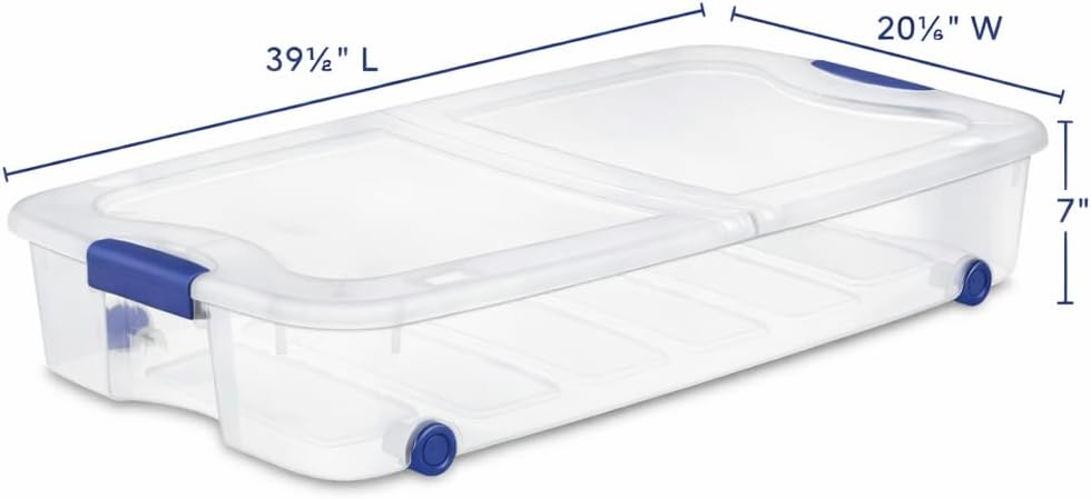66 Quart Underbed Storage Bin with Wheels & Clear Lid, Under Bed Storage Container for Blankets, 39.5" x 20.25" x 7", Split-Lid Design & Smooth Gliding Wheels - Image 4