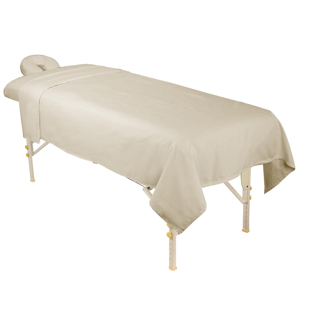ForPro Premium Flannel 3-Piece Massage Sheet Set for Massage Tables, Includes Flat, Fitted Sheet, and Fitted Face Rest Cover, Natural - Image 4